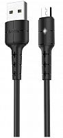 USB кабель HOCO X30 Star MicroUSB, LED, 1.2м, (черный)