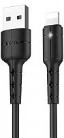 USB кабель HOCO X30 Star Lightning 8-pin, LED, 1.2м, (черный)